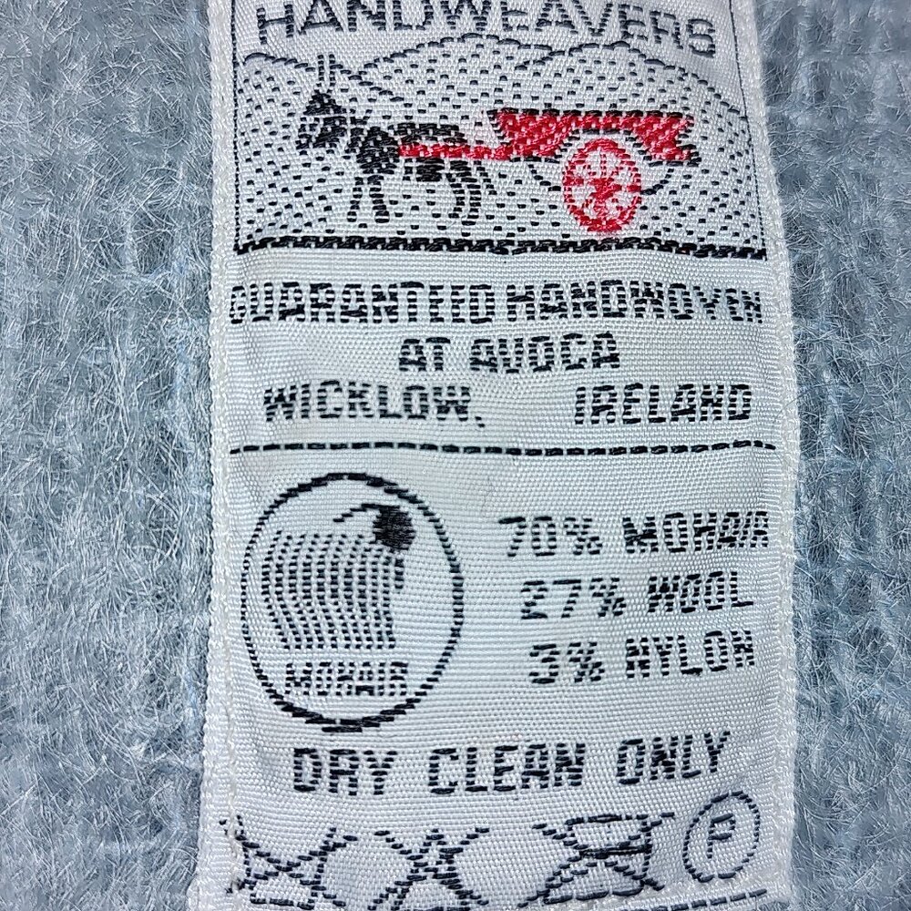 AVOCA HANDWEAVERS MOHAIR WOOL THROW IRELAND AQUA IVORY PINK SHADES 58 x 70 - Picture 6 of 6